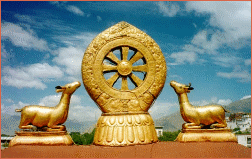 Victorious Dhamma Wheel with 2 deers